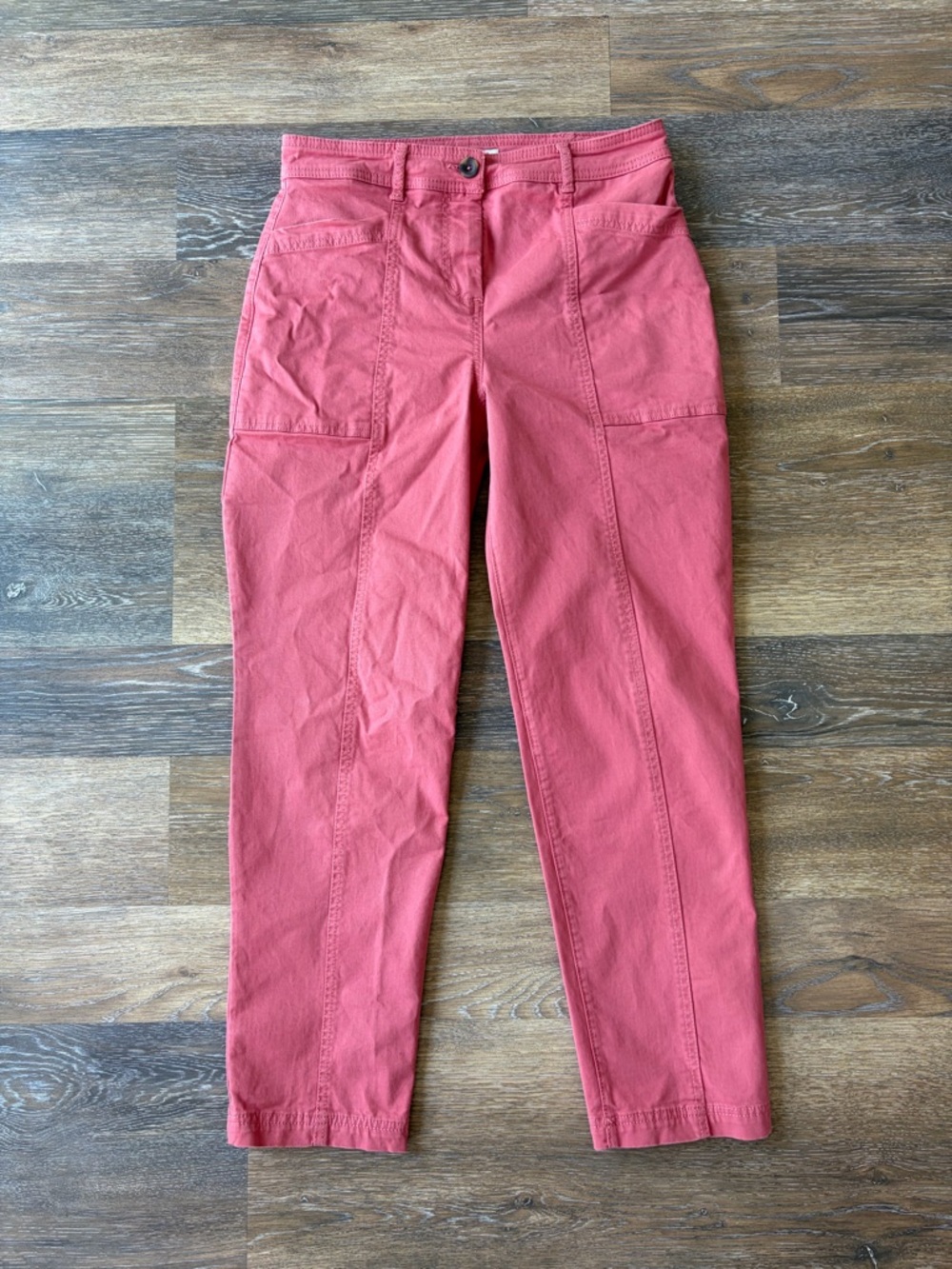 Boden Pink-Coral High-Rise Straight Trousers